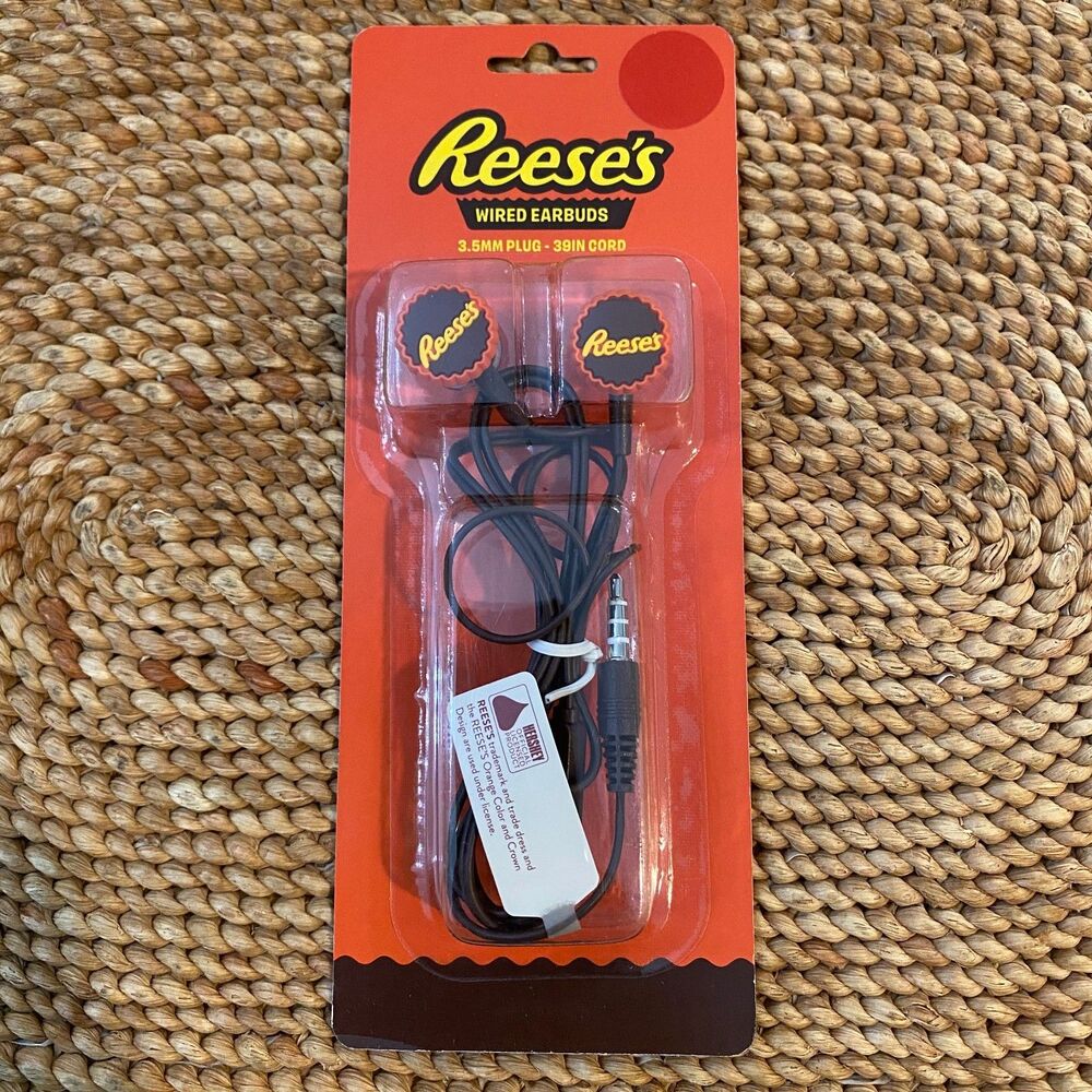 Reese's Wired Earbuds 3.5mm Plug 39in Cord Novelty Headphones New Sealed